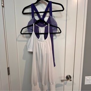 Lululemon Tank Bundle Size 10 Built-In Bra White & Purple